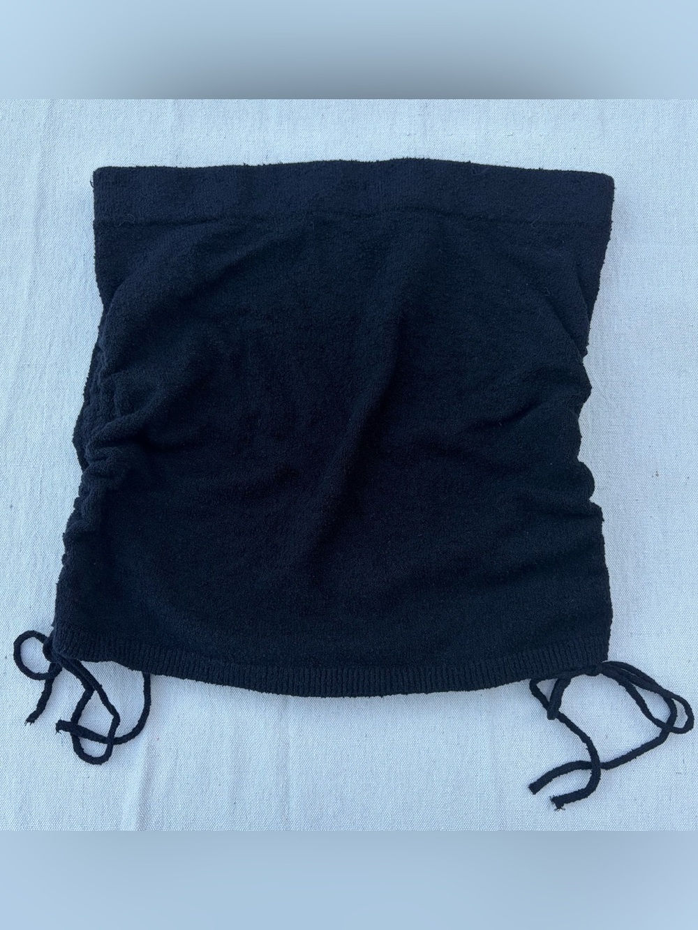 Free People Beach Black Knit Mini Skirt w/ Cinched Ties, Summer Minimalist